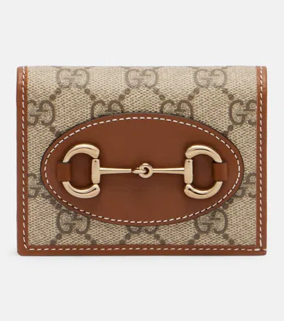 Gucci Horsebit 1955 Leather-trimmed Wallet In Sand