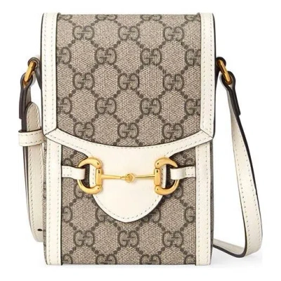 Gucci Horsebit 1955 Logo Canvas Phone Bag Box Shoulder Messenger Bag 'mini Ebony White'