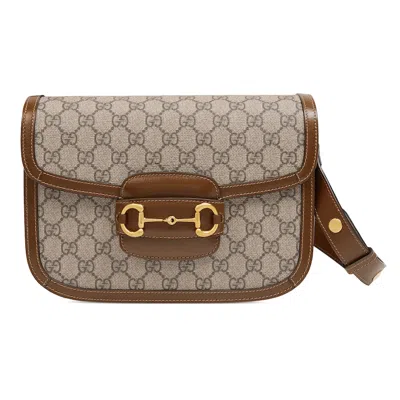 Gucci Women Gg Supreme Fabric And Leather Mini Horsebit 1955 Crossbody Bag In Multi