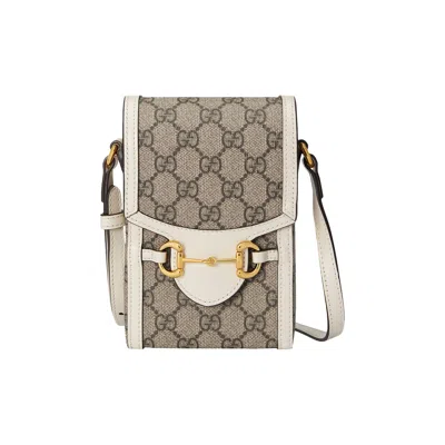 Pre-owned Gucci Horsebit 1955 Mini Bag 'beige/ebony/white' In Brown