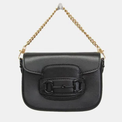 Pre-owned Gucci Horsebit 1955 Mini Bag Leather Pouch Shoulder Bag Black