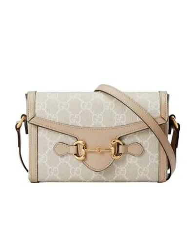 Gucci Horsebit 1955 Gg Mini Crossbody Bag In Nude