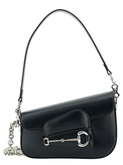 Gucci Horsebit 1955 Mini Black Shoulder Bag With Horsebit Detail In Leather Woman