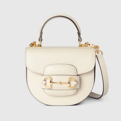 Gucci Horsebit 1955 Leather Shoulder Bag In White