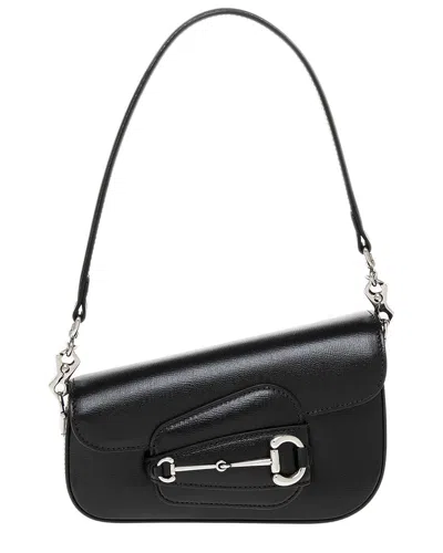 Gucci Horsebit 1955 Mini Leather Shoulder Bag In Black