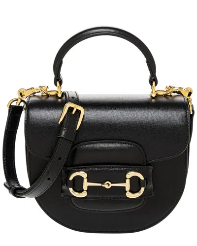 Gucci Horsebit 1955 Mini Leather Shoulder Bag In Black