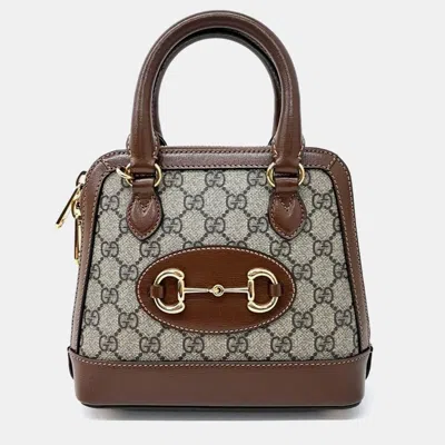 Pre-owned Gucci Horsebit 1955 Mini Top Handle Bag In Beige