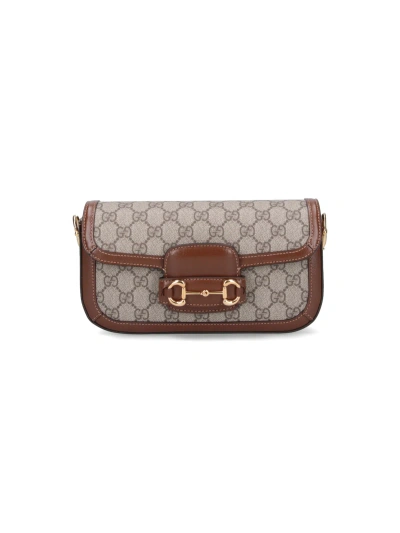 Gucci Horsebit 1955 Canvas Shoulder Bag In Beige