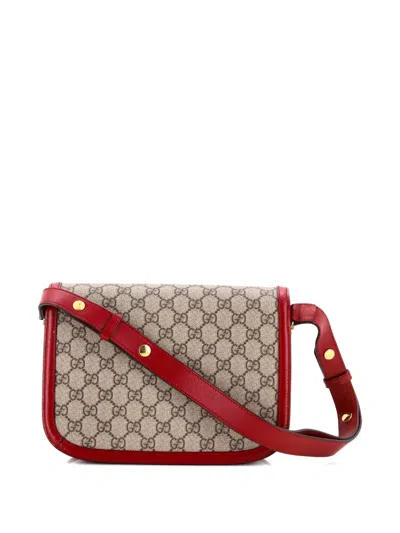 Pre-owned Gucci Horsebit 1955 Shoulder Bag Gg Coated Canvas Small Crossbody Bag In Brown