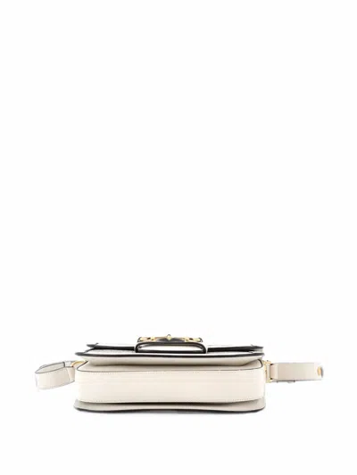 Pre-owned Gucci Horsebit 1955 Shoulder Bag Gg Coated Canvas With Leather Small Crossbody Bag In White