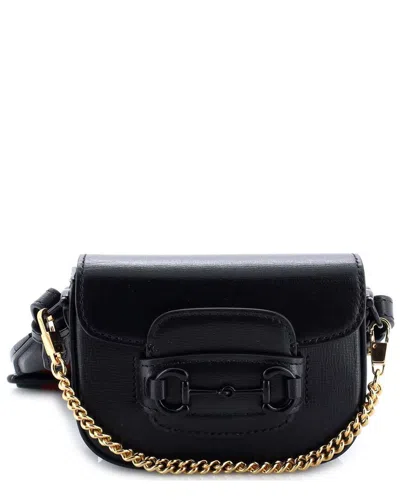 Gucci Horsebit 1955 Shoulder Bag Leather Super Mini (authentic Pre-loved) In Black