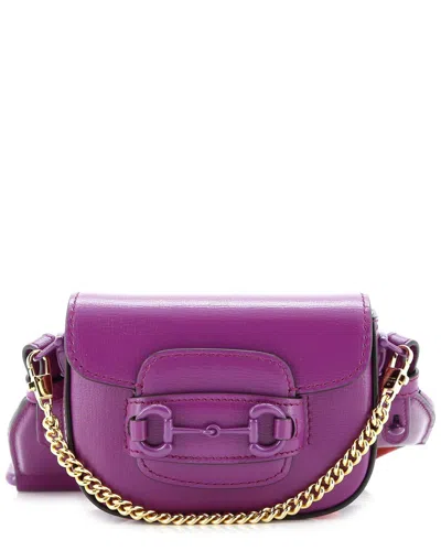 Gucci Horsebit 1955 Shoulder Bag Leather Super Mini (authentic Pre-loved) In Purple