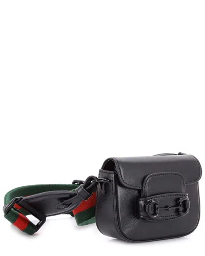 Gucci Horsebit 1955 Shoulder Bag Leather Super Mini (authentic Pre-loved) In Gray