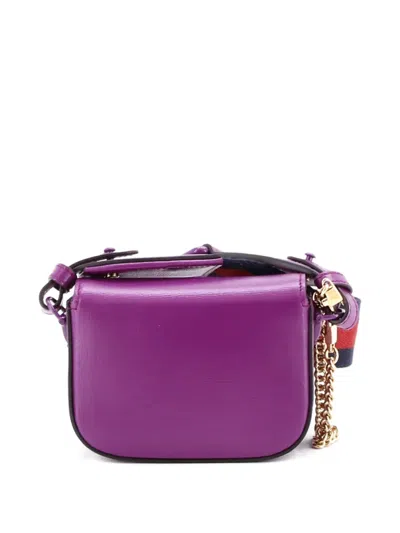 Pre-owned Gucci Horsebit 1955 Shoulder Bag Leather Super Mini Crossbody Bag In Purple