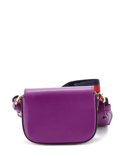 Pre-owned Gucci Horsebit 1955 Shoulder Bag Leather Super Mini Crossbody Bag In Purple