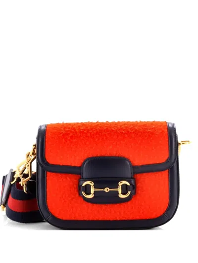 Pre-owned Gucci Horsebit 1955 Shoulder Bag Wool Mini Crossbody Bag In Red
