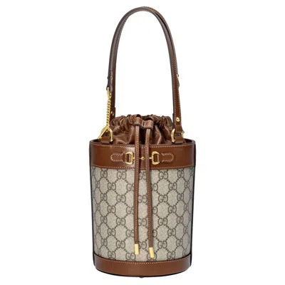 Pre-owned Gucci Horsebit 1955 Small Bucket Bag 'beige' In Tan