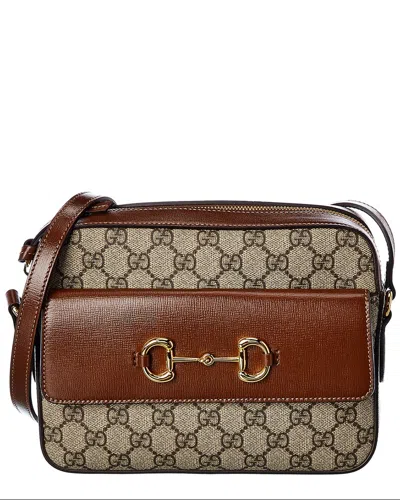 Gucci 1955 Horsebit Gg Supreme Shoulder Bag In Brown