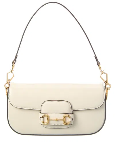Gucci Horsebit 1955 Small Leather Shoulder Bag In White