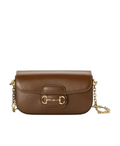 Gucci Horsebit 1955 Small Shoulder Bag In Brown
