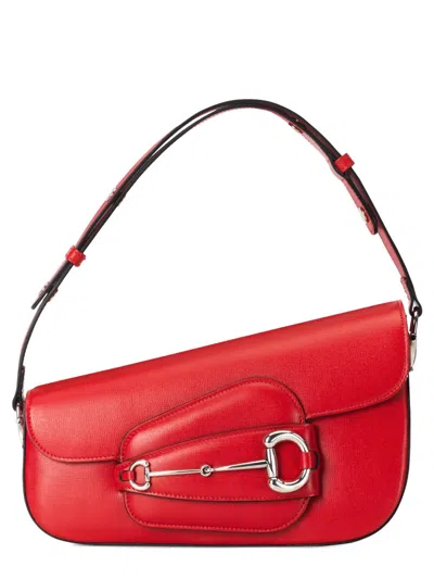 Gucci Horsebit 1955 Small Smooth Leather Shoulder Bag In Red
