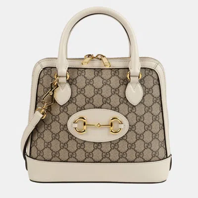 Pre-owned Gucci Horsebit 1955 Small Top Handle Tote And Crossbody Bag In Beige