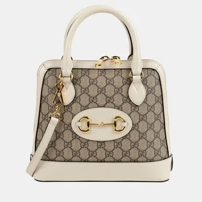 Pre-owned Gucci Horsebit 1955 Small Top Handle Tote And Crossbody Bag In Beige