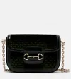 Gucci Horsebit 1955 Small Velvet Shoulder Bag In Black