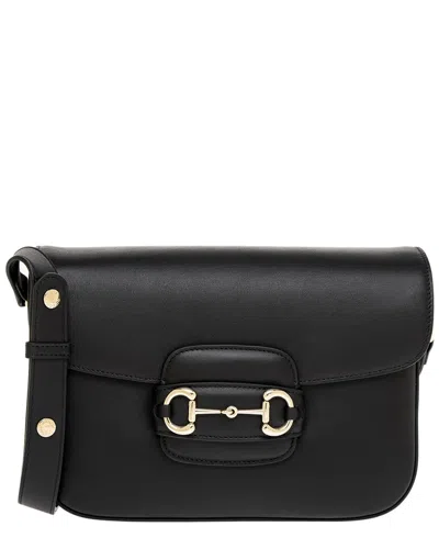 Gucci Horsebit 1955 Soft Medium Leather Shoulder Bag In Black
