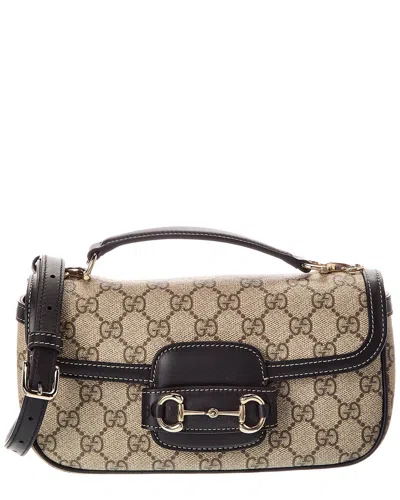 Gucci Horsebit 1955 Soft Small Top Handle Gg Supreme Canvas & Leather Shoulder  Bag In Pattern