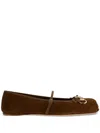 Gucci Beige Ballet Shoes With Horsebit And Bow Detail In Gg Canvas Woman