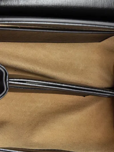 Pre-owned Gucci Horsebit 1955 Top Handle Flap Bag Leather Mini Shoulder Bag In Black