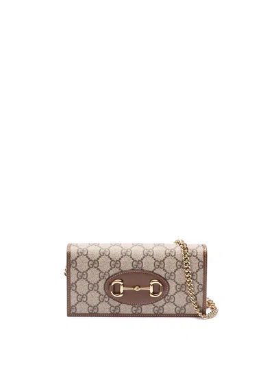 Gucci Horsebit 1955` Wallet With Chain In Brown