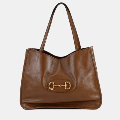 Pre-owned Gucci Horsebit 1955tote Bag Brown Leather
