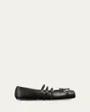 Gucci Leather Bow Detail Squared Toe Ballet Flats In Black