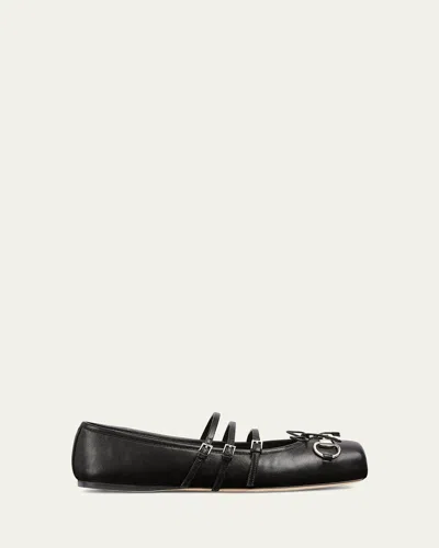 Gucci Ppa Leather Ballet Flats With Horsebit In Black