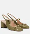 Gucci Horsebit 55 Patent Leather Mary Jane Pumps In Green