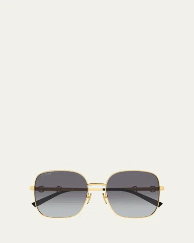 Gucci Horsebit 58mm Square Sunglasses In Gold