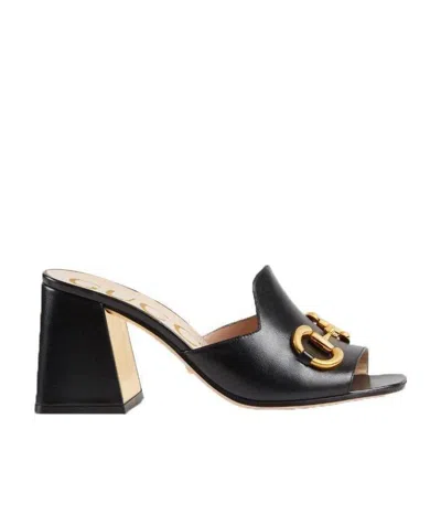 Gucci Horsebit Mule Sandals In Black