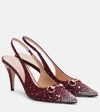 Gucci Horsebit 85 Embellished Slingback Pumps In Burgundy