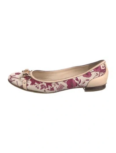 Pre-owned Gucci Horsebit Accent Canvas Ballet Flats In Multi