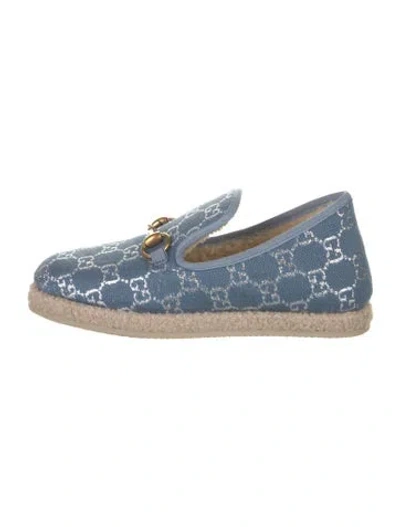 Pre-owned Gucci Horsebit Accent Canvas Espadrille Sneakers In Blue