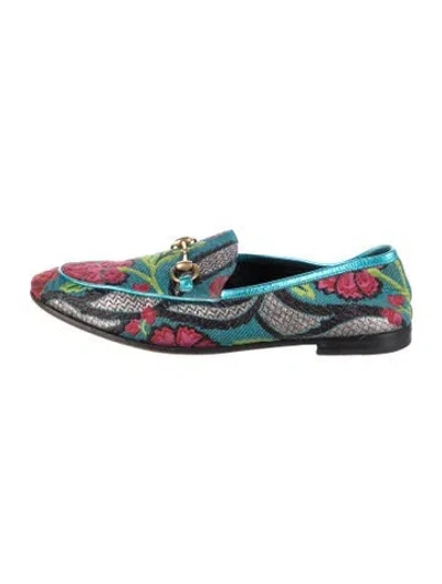 Pre-owned Gucci Horsebit Accent Canvas Loafers In Blue