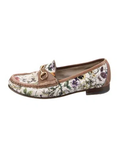 Pre-owned Gucci Horsebit Accent Canvas Loafers In Brown