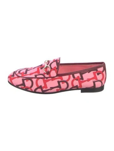 Pre-owned Gucci Horsebit Accent Canvas Loafers In Pink