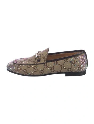 Pre-owned Gucci Horsebit Accent Canvas Loafers W/ Tags In Neutrals