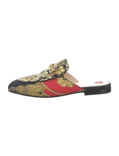 Pre-owned Gucci Horsebit Accent Canvas Mules In Black/red