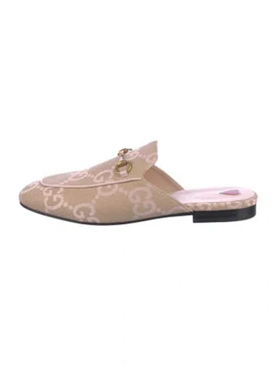 Pre-owned Gucci Horsebit Accent Canvas Mules In Multi