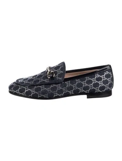 Pre-owned Gucci Horsebit Accent Denim Loafers In Blue