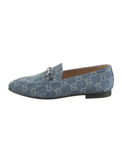 Pre-owned Gucci Horsebit Accent Denim Loafers In Blue